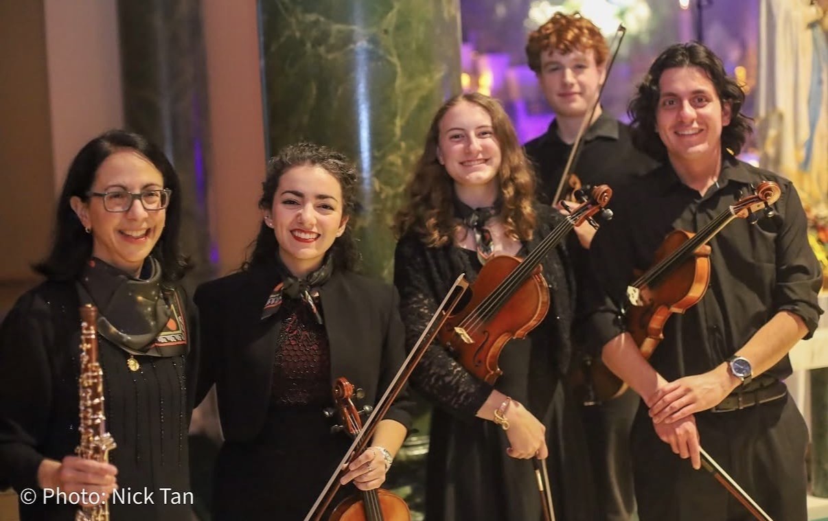 Christa Dalmazio with Higher Word Orchestra musicians at St. Anthony of Padua Church