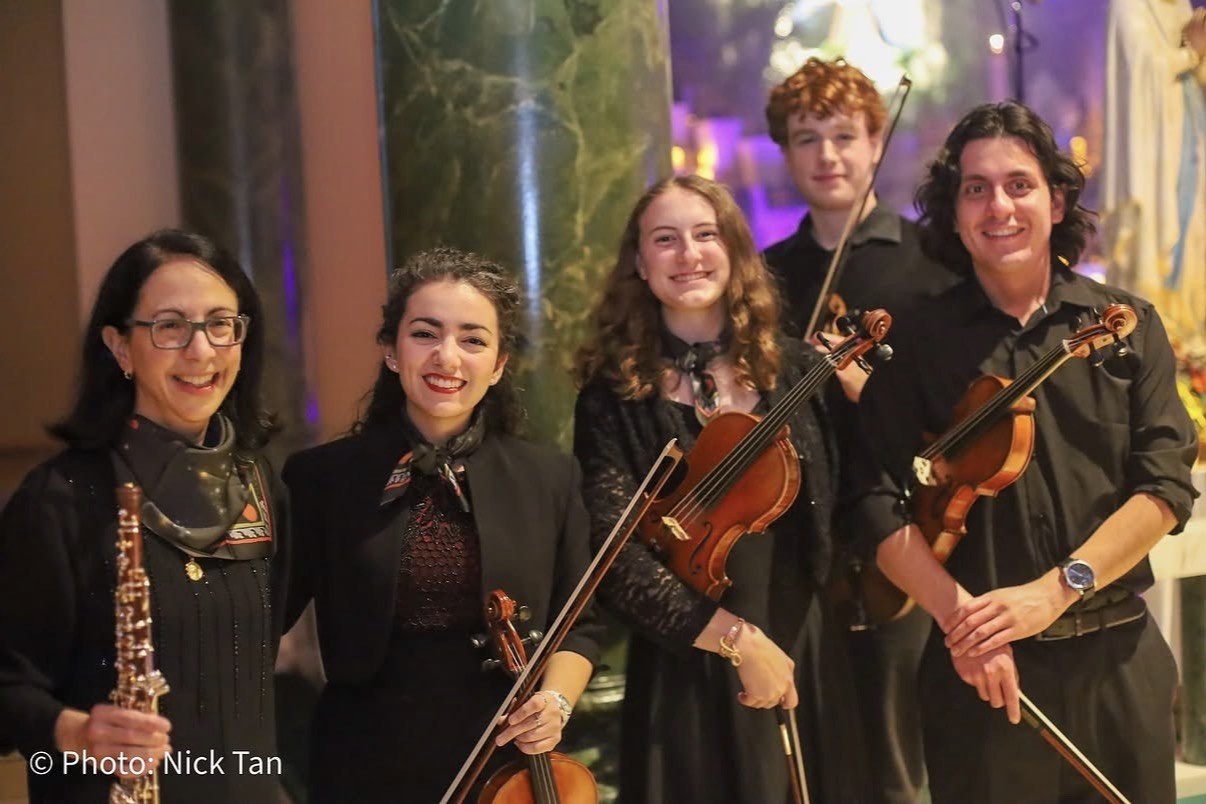 Christa Dalmazio with Higher Word Orchestra musicians at St. Anthony of Padua Church