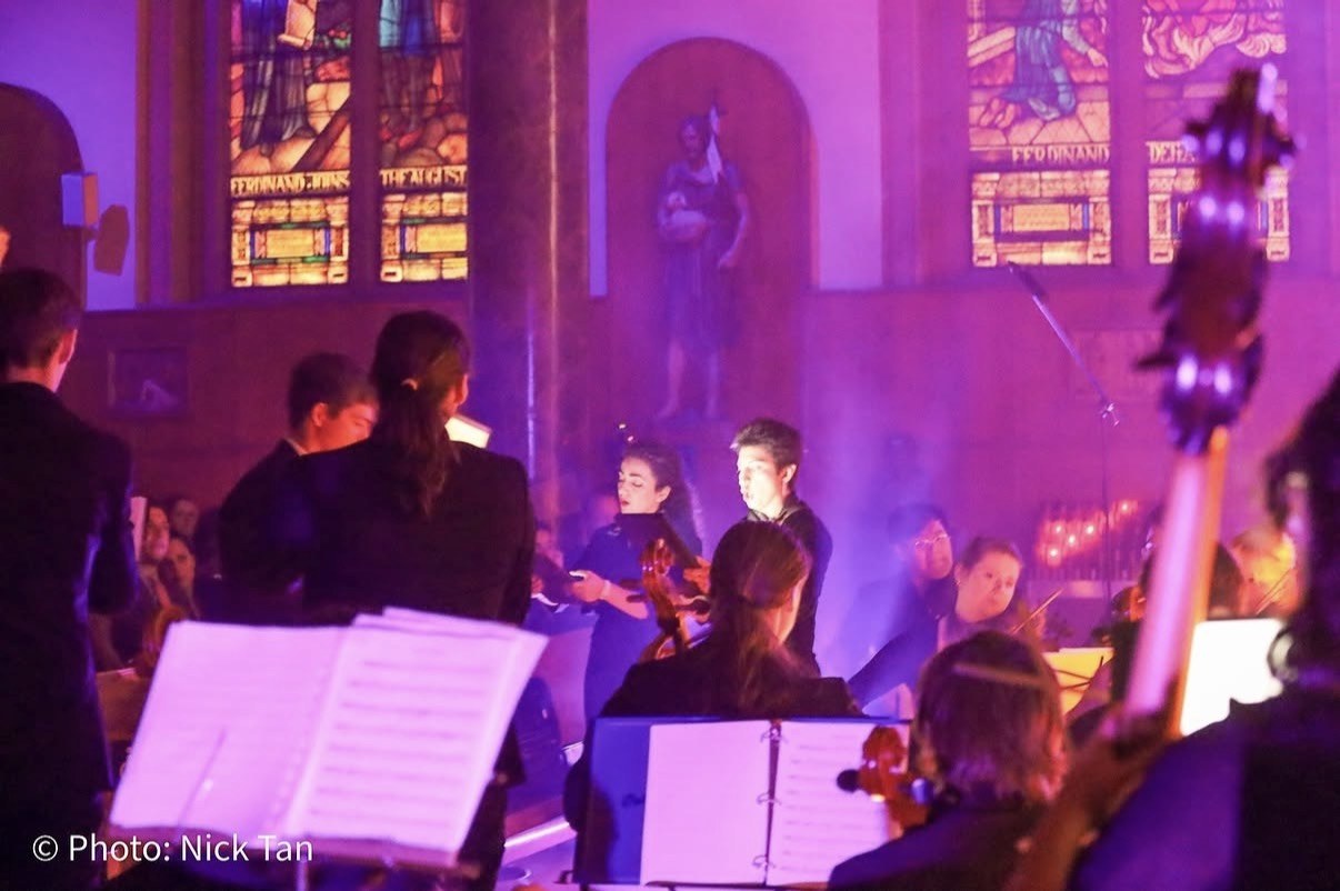 In concert with orchestra