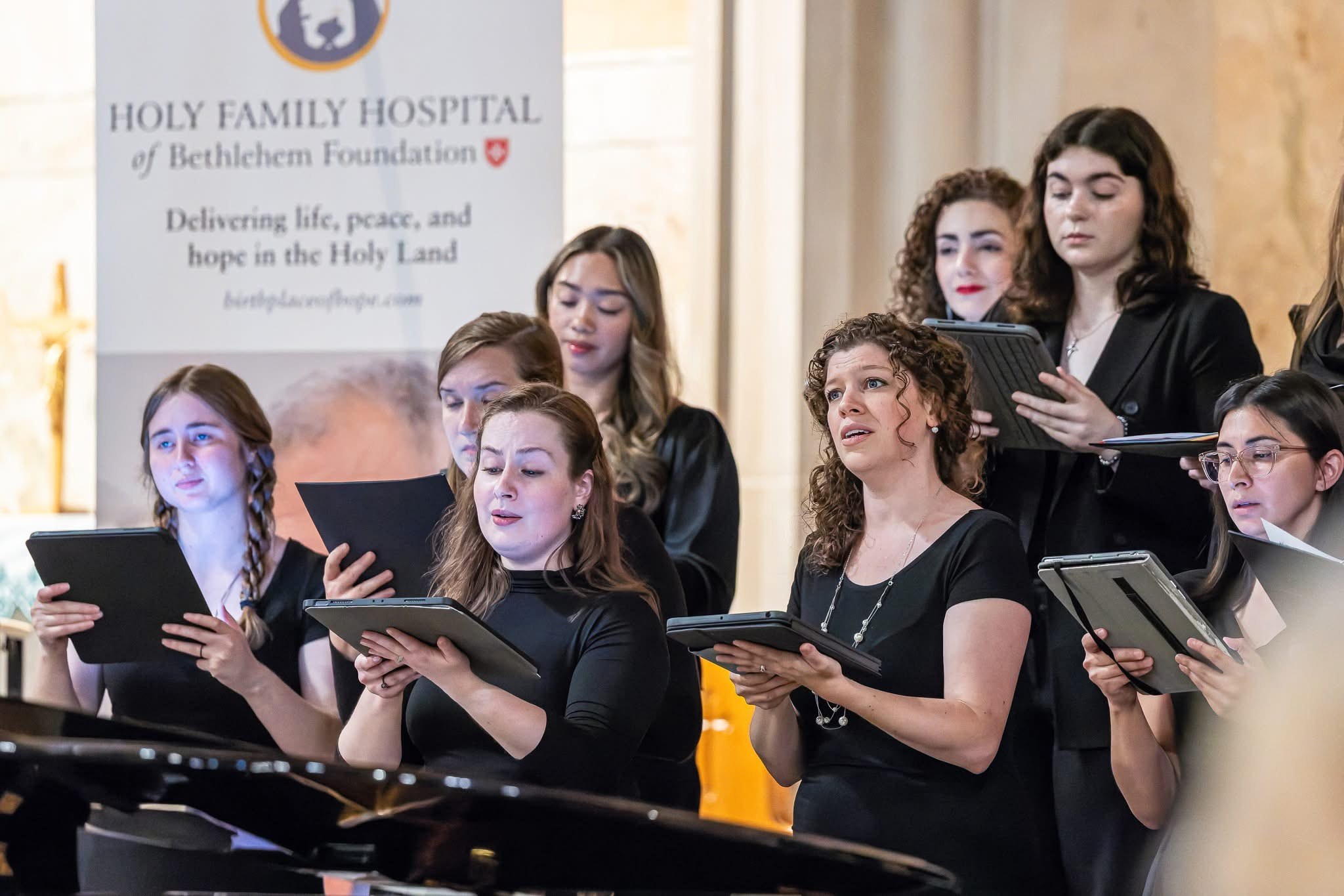 The choir at the benefit concert for Holy Family Hospital of Bethlehem